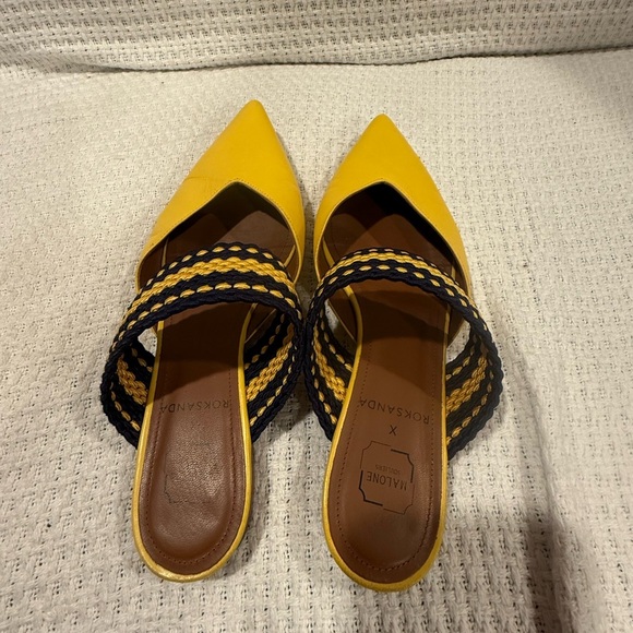 Malone Souliers X ROKSANDA 37/5 ITALY Yellow and Black Mules - Picture 2 of 15